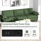 Large 3-Seat Sofa Sectional with Metal Legs and 2 USB Ports for 3-4 people