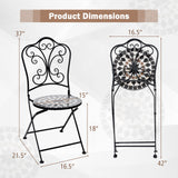 Set of 2 Mosaic Chairs for Patio Metal Folding Chairs