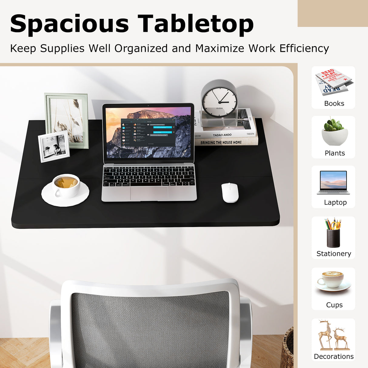 31.5 x 23.5 Inch Wall Mounted Folding Table for Small Spaces