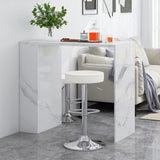 Set of 2 Adjustable Round PU Leather Swivel Barstool with Chrome Footrest