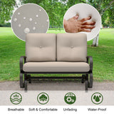 Outdoor Patio Cushioned Rocking Bench Loveseat