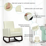 2-in-1 Fabric Upholstered Rocking Chair with Pillow