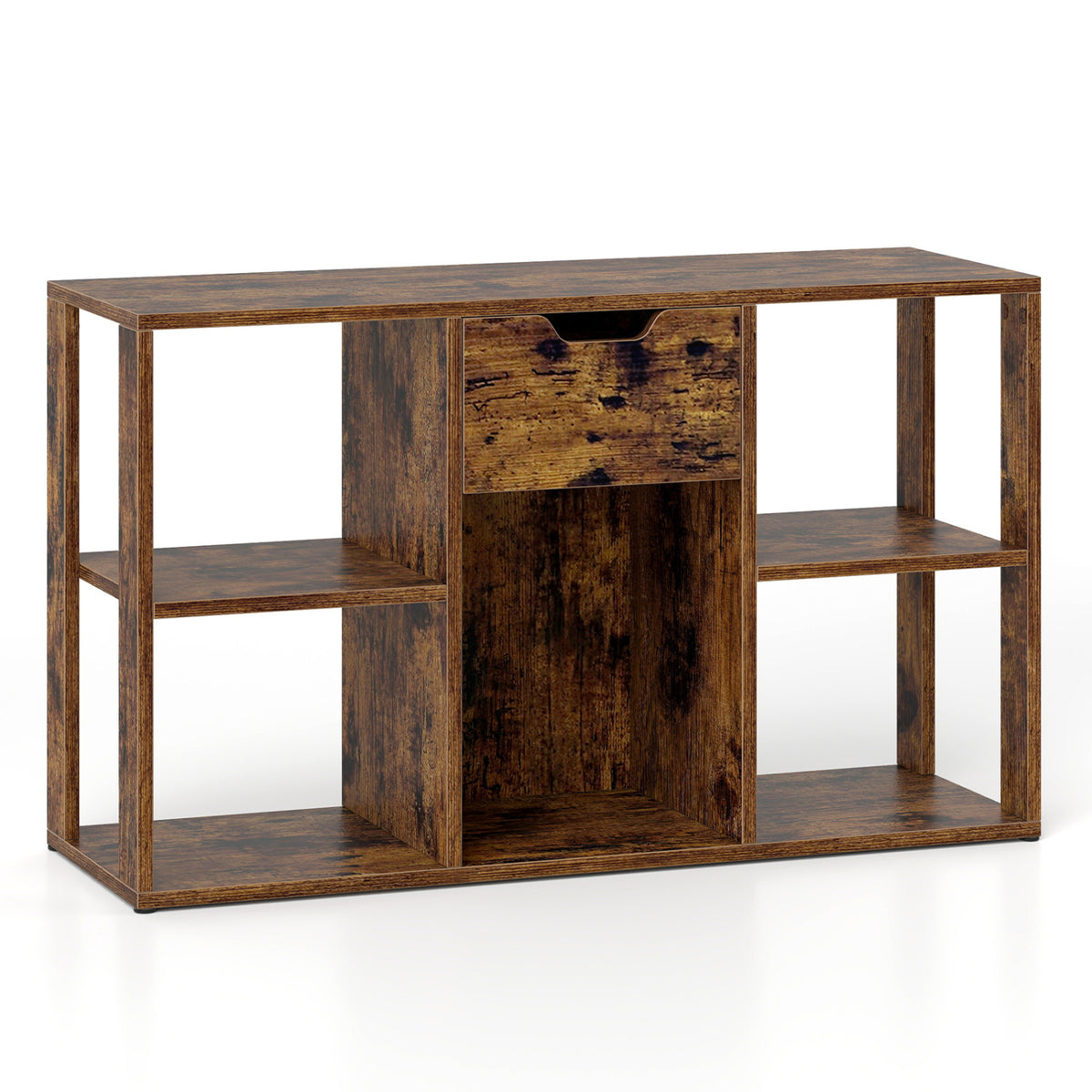 5-Cube Bookcase with Storage Drawer Freestanding Bookshelf Modern Display Rack