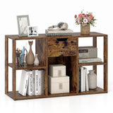 5-Cube Bookcase with Storage Drawer Freestanding Bookshelf Modern Display Rack