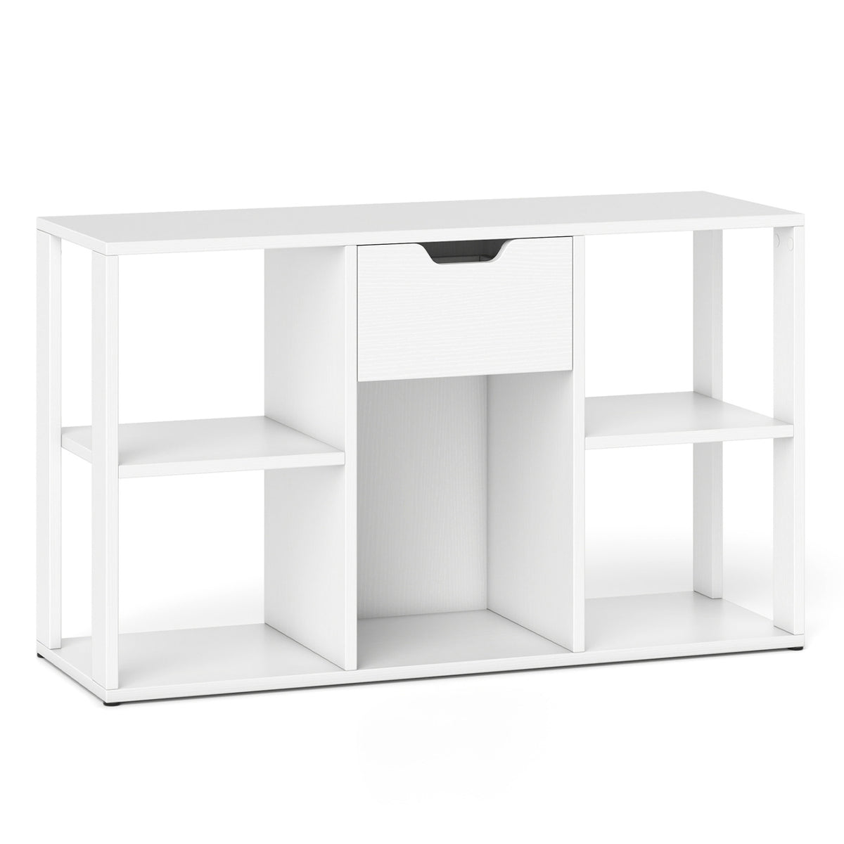 5-Cube Bookcase with Storage Drawer Freestanding Bookshelf Modern Display Rack