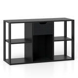 5-Cube Bookcase with Storage Drawer Freestanding Bookshelf Modern Display Rack