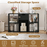 5-Cube Bookcase with Storage Drawer Freestanding Bookshelf Modern Display Rack
