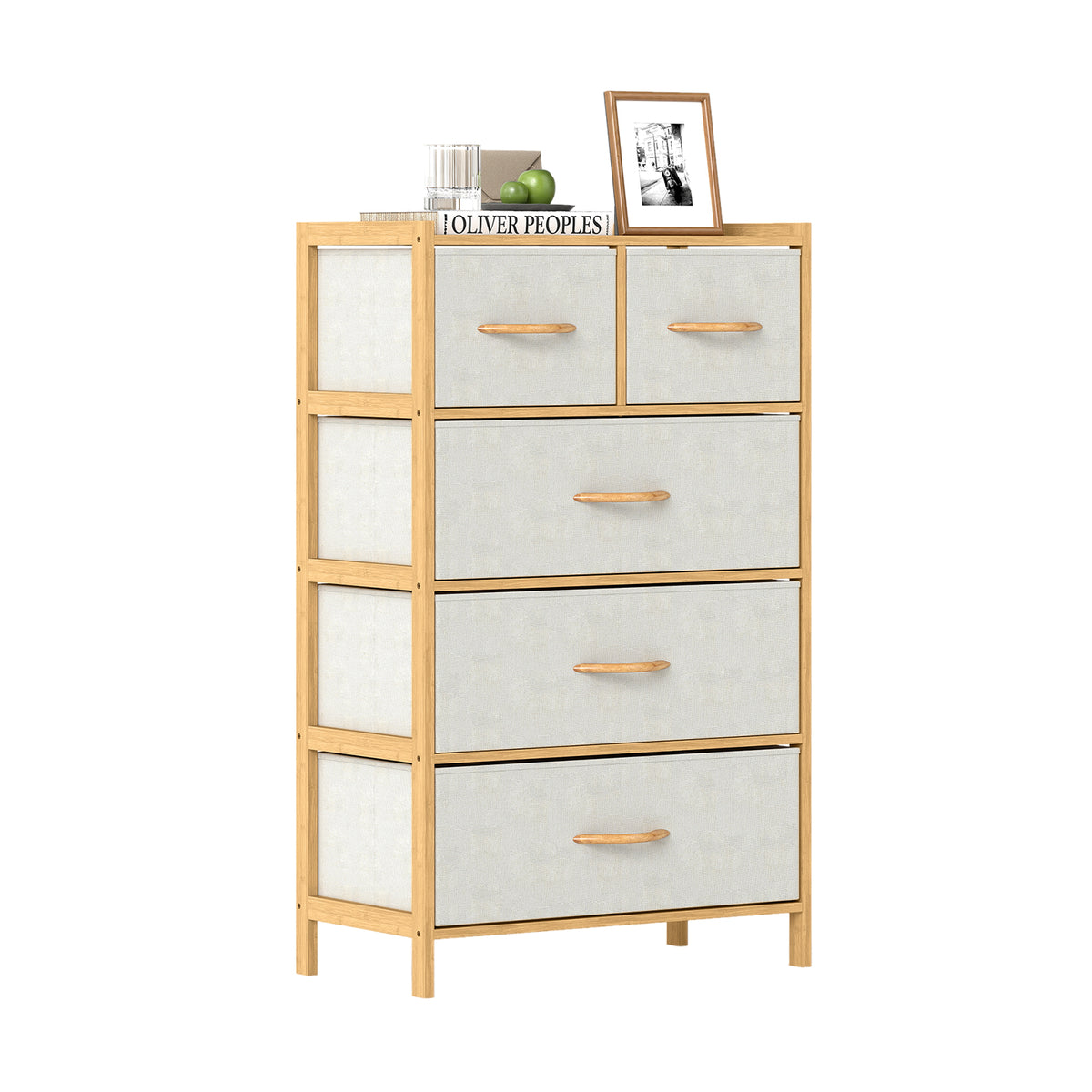 5-Drawer Dresser with Top Shelf for Bedroom-Natural