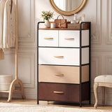 5-Drawer Fabric Dresser with Removable Fabric Bins-Multicolor