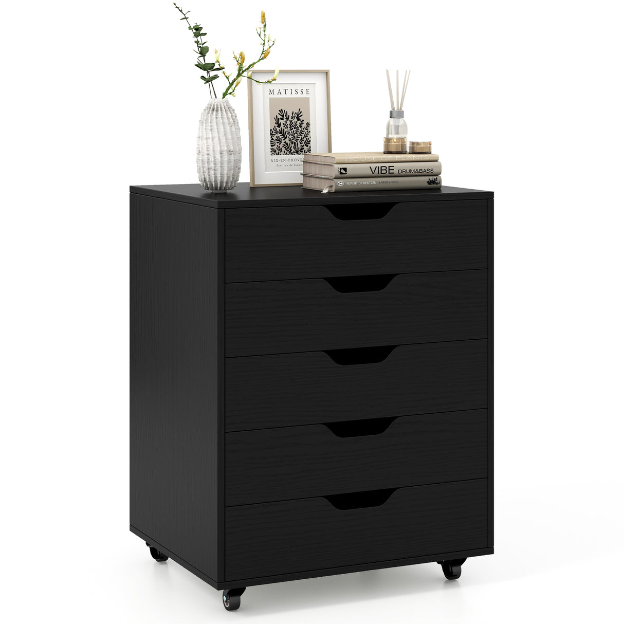 5 Drawer Mobile File Cabinet with Wheels for Living Room