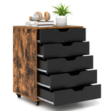5 Drawer Mobile File Cabinet with Wheels for Living Room