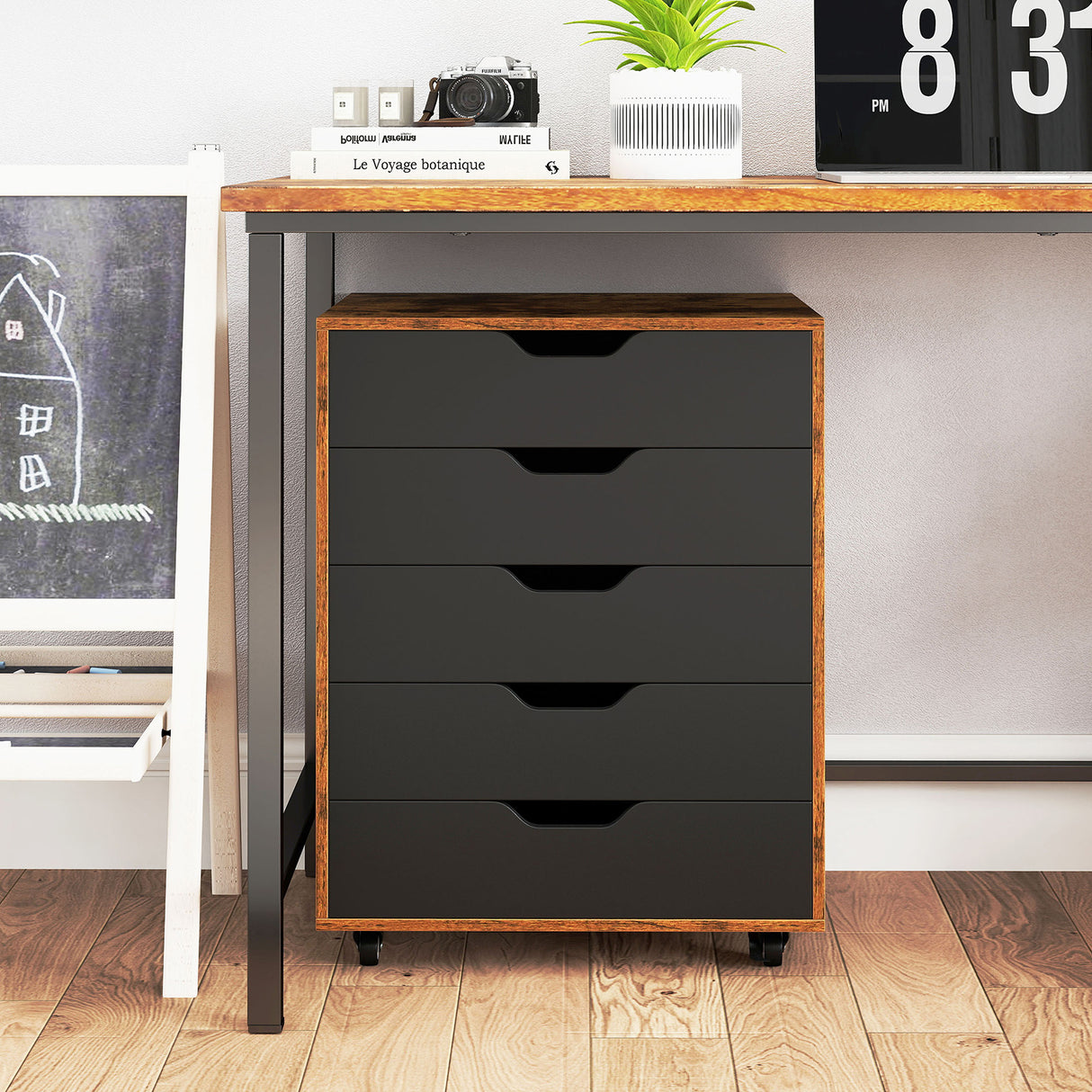 5 Drawer Mobile File Cabinet with Wheels for Living Room