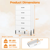 5-Drawer Modern Tall Chest of Drawers with Metal Legs-White