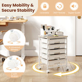 5-Drawer Rolling Cart with Wooden Tabletop and Metal Frame for Craft Room