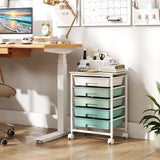 5-Drawer Rolling Cart with Wooden Tabletop and Metal Frame for Craft Room
