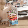 5-Drawer Rolling Cart with Wooden Tabletop and Metal Frame for Craft Room