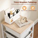 5-Drawer Rolling Storage Cart Mobile Utility Organizer with Wooden Tabletop and Lockable Wheels