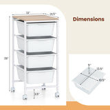 5-Drawer Rolling Storage Cart Mobile Utility Organizer with Wooden Tabletop and Lockable Wheels