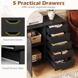 5-Drawer Dresser Chest Mobile Storage Cabinet with Door