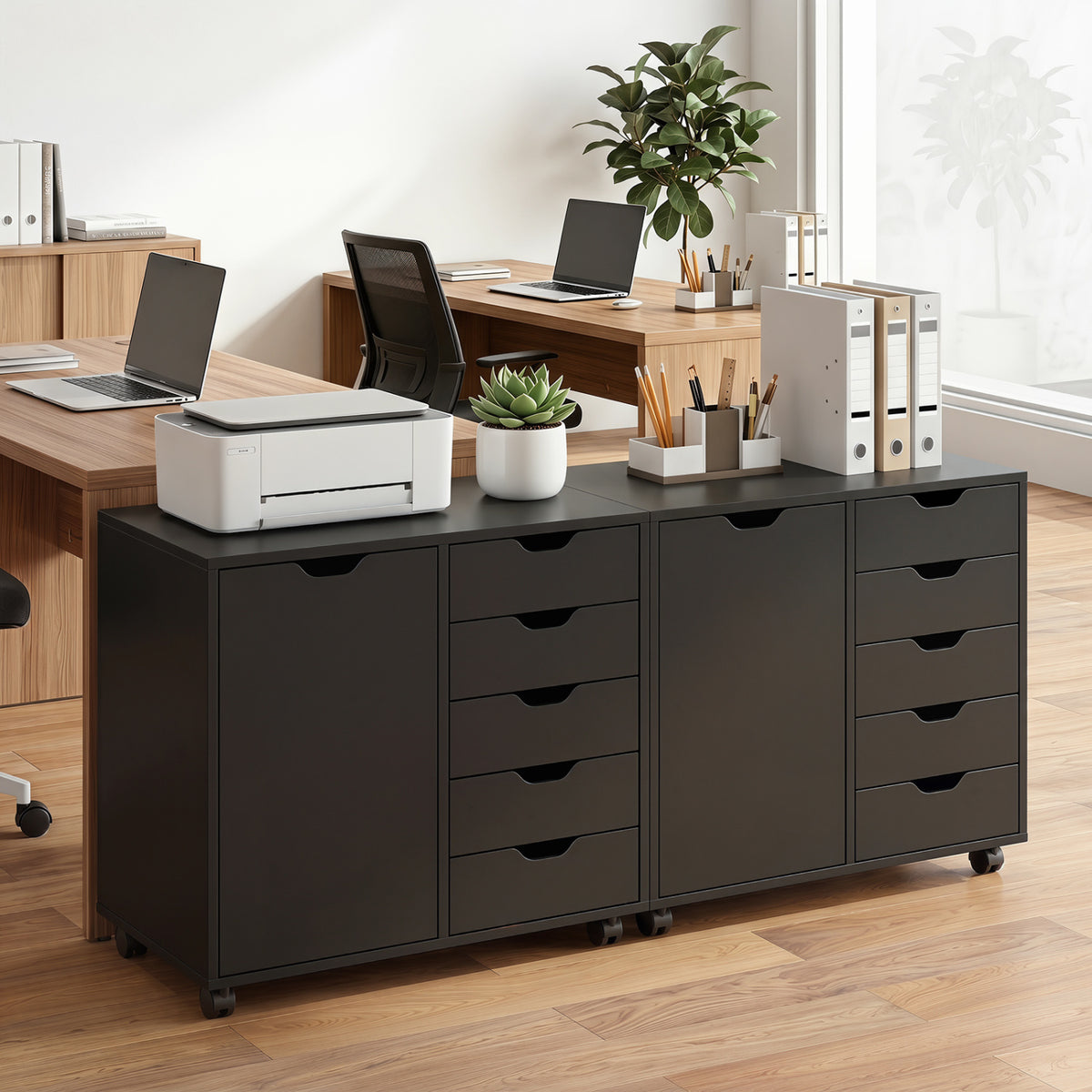 5 Drawer Storage Cabinet on Wheels with Adjustable Shelf
