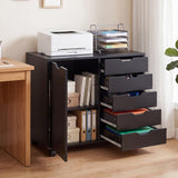5 Drawer Storage Cabinet on Wheels with Adjustable Shelf