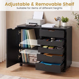 5 Drawer Storage Cabinet on Wheels with Adjustable Shelf