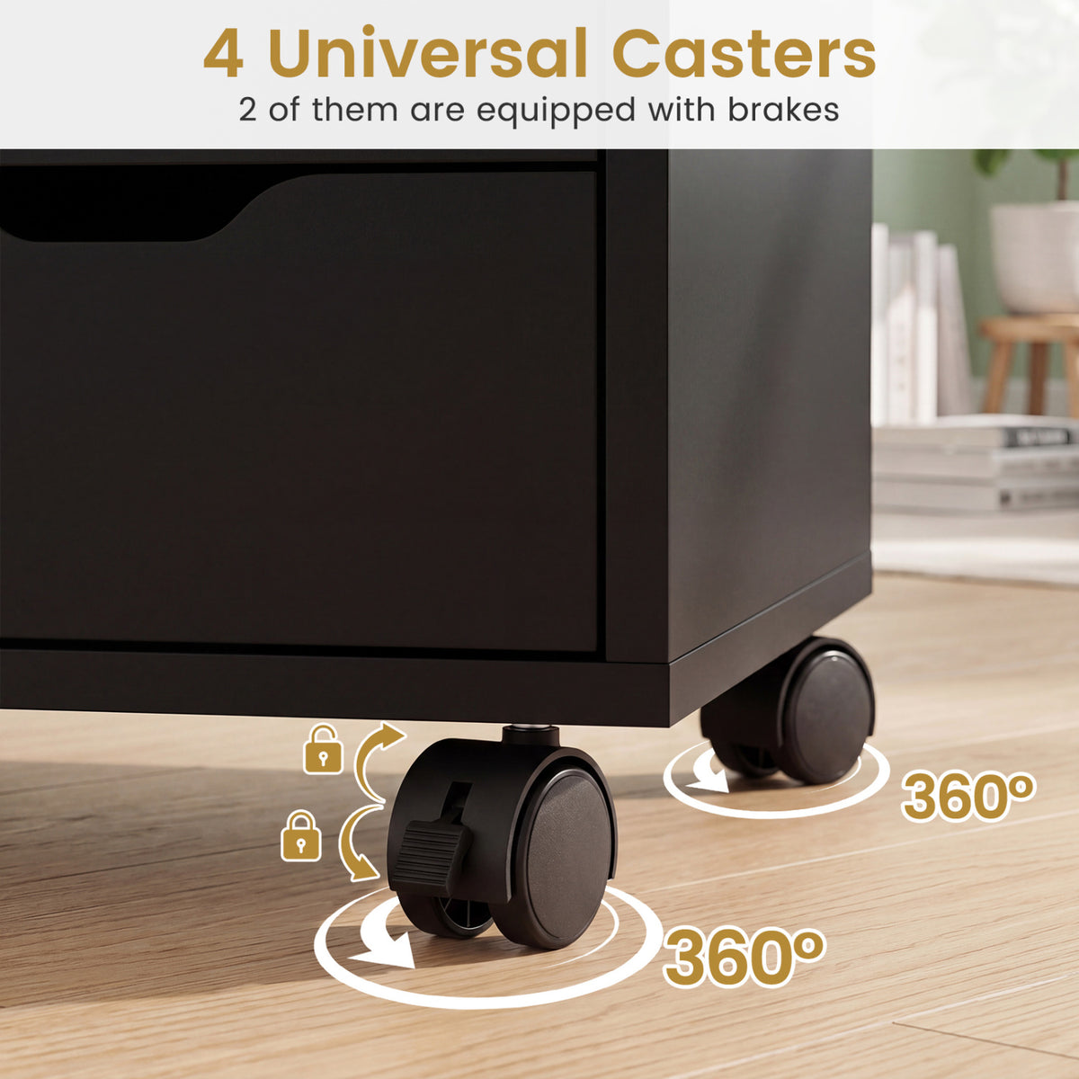 5 Drawer Storage Cabinet on Wheels with Adjustable Shelf