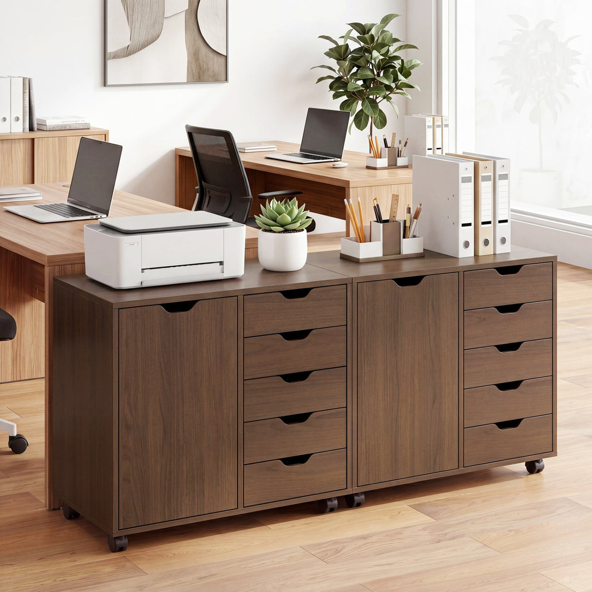 5 Drawer Storage Cabinet on Wheels with Adjustable Shelf