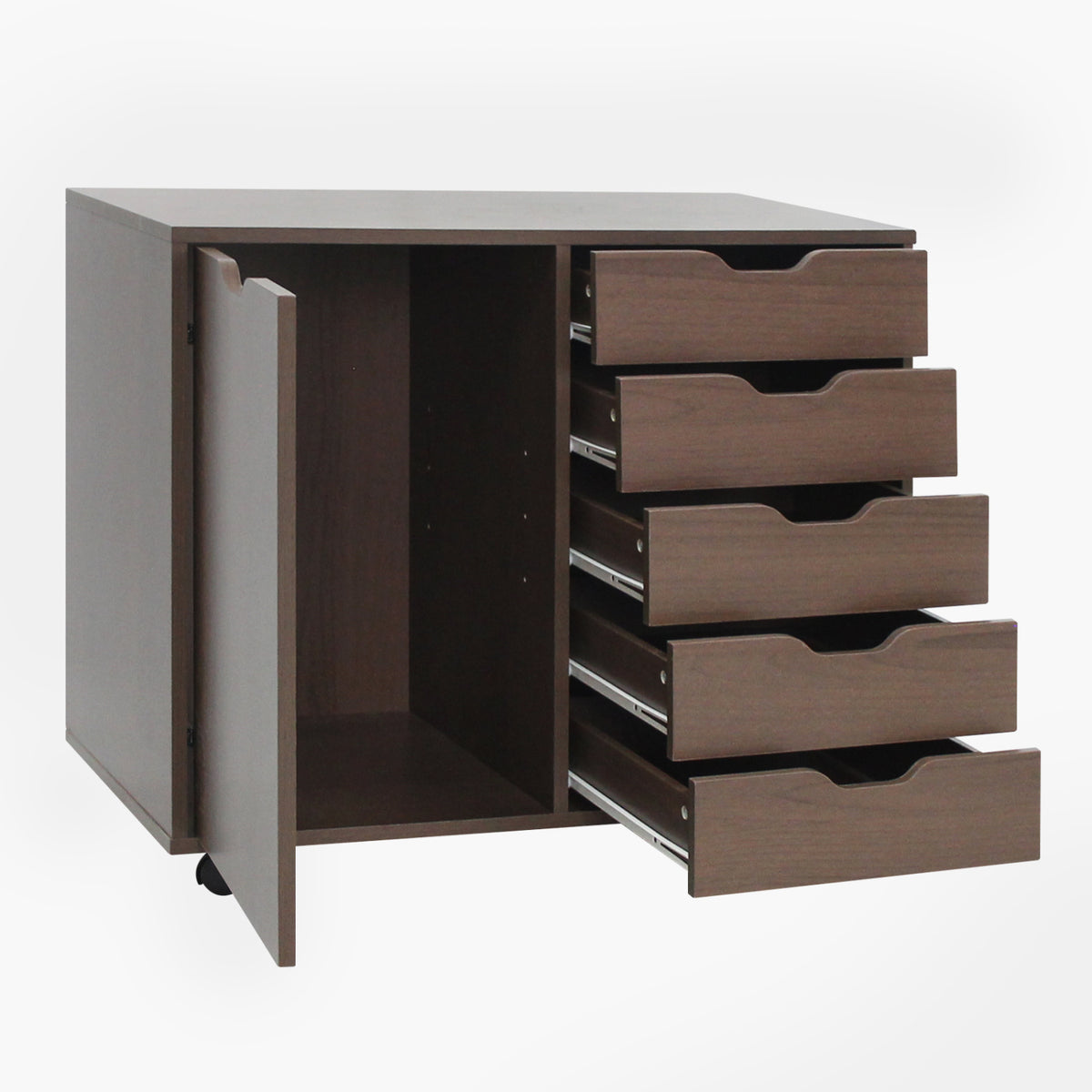 5 Drawer Storage Cabinet on Wheels with Adjustable Shelf