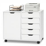 5 Drawer Storage Cabinet on Wheels with Adjustable Shelf