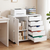 5 Drawer Storage Cabinet on Wheels with Adjustable Shelf