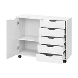 5 Drawer Storage Cabinet on Wheels with Adjustable Shelf