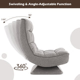 5-Level Adjustable 360° Swivel Floor Chair with Massage Pillow