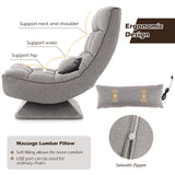 5-Level Adjustable 360° Swivel Floor Chair with Massage Pillow