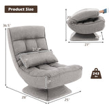 5-Level Adjustable 360° Swivel Floor Chair with Massage Pillow