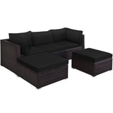 5 Pieces Outdoor Patio Rattan Furniture Set With Cushions