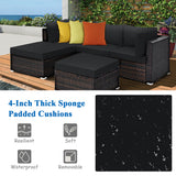 5 Pieces Outdoor Patio Rattan Furniture Set With Cushions