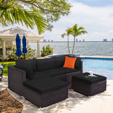 5 Pieces Outdoor Patio Rattan Furniture Set With Cushions