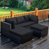 5 Pieces Outdoor Patio Rattan Furniture Set With Cushions