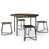 5-Piece Dining Set for 4 47 Inch Round  Kitchen Table and 4 Stools-Brown