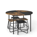 5-Piece Dining Set for 4 47 Inch Round  Kitchen Table and 4 Stools-Brown