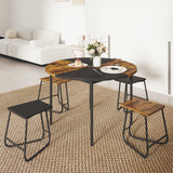 5-Piece Dining Set for 4 47 Inch Round  Kitchen Table and 4 Stools-Brown
