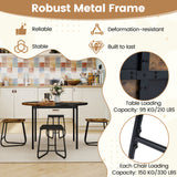 5-Piece Dining Set for 4 47 Inch Round  Kitchen Table and 4 Stools-Brown