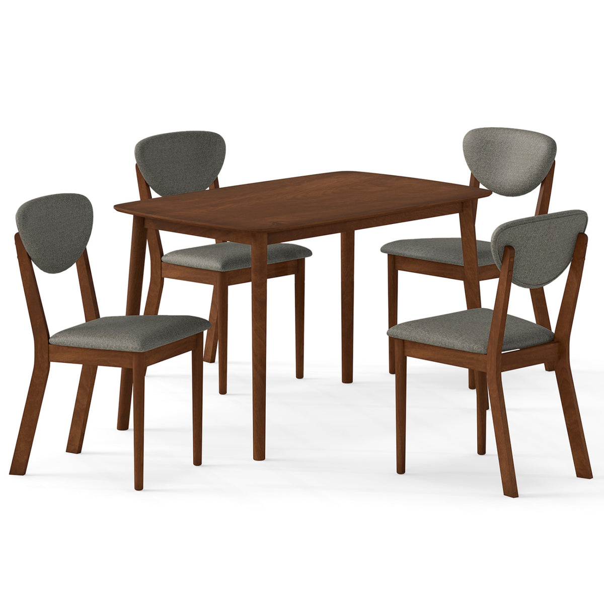 5-Piece Dining Set for 4 with Rectangular Table & Fabric Chairs for Living Room