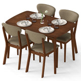 5-Piece Dining Set for 4 with Rectangular Table & Fabric Chairs for Living Room