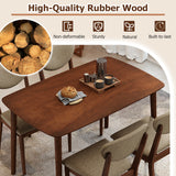 5-Piece Dining Set for 4 with Rectangular Table & Fabric Chairs for Living Room