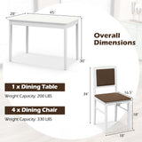 5-Piece Dining Set for 4 with Rubber Wood Legs for Small Dining Room