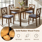 5-Piece Dining Set with Rectangular Table & Fabric Chairs for Small Space-Gray