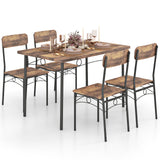 5-Piece Industrial Dining Table Set for 4 for Small Place Apartment-Brown