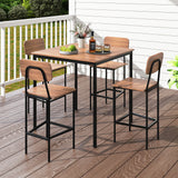 5-Piece Industrial Dining Table Set with Counter Height Table and 4 Bar Stools